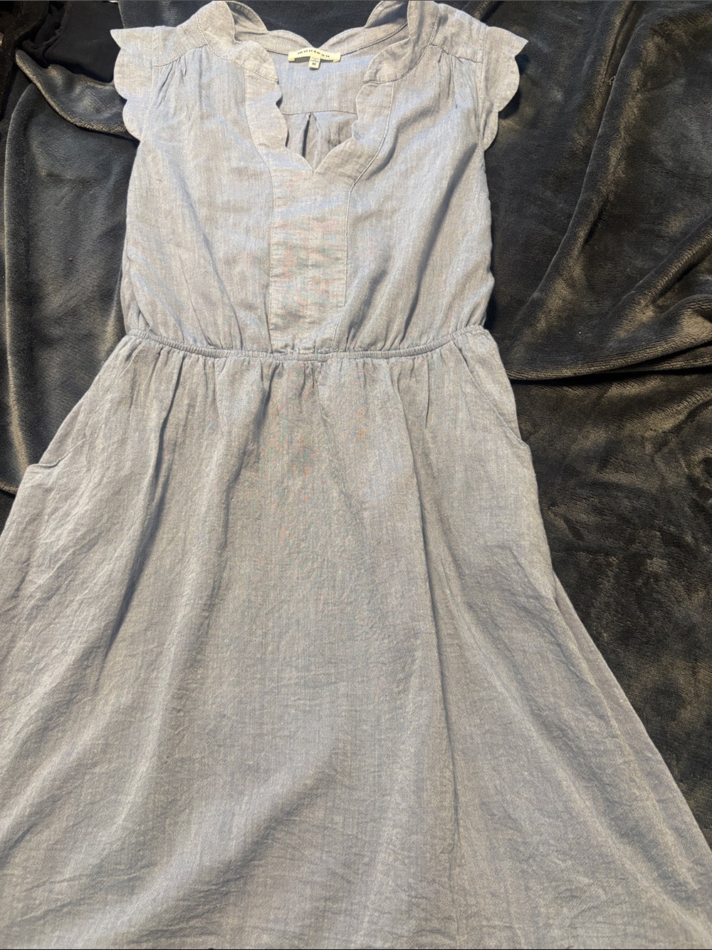 Monteau Light Blue Ruffle Sleeve Midi Dress